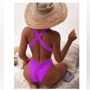 Pinkish purple very sexy One Piece Swimsuit